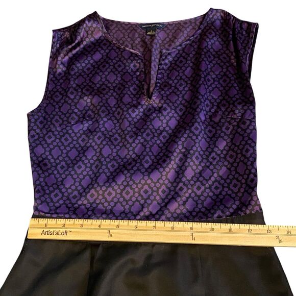 Banana Republic Factory Purple And Black Silky Lightweight Sleeveless Dress Sz 0 - Picture 11 of 12